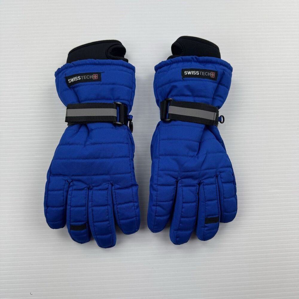 Swiss Tech Boys Waterproof Winter Gloves Blue L/XL Insulated Ski Snow